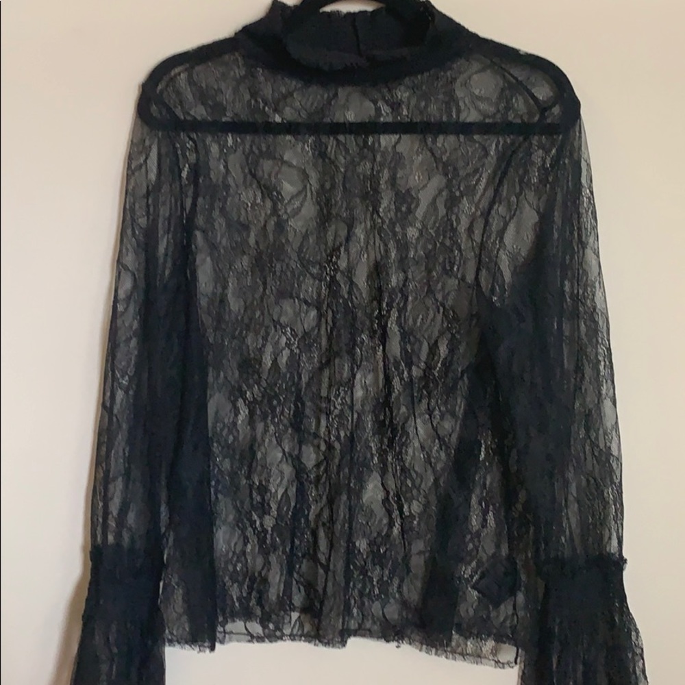 H&M black sheer lace top